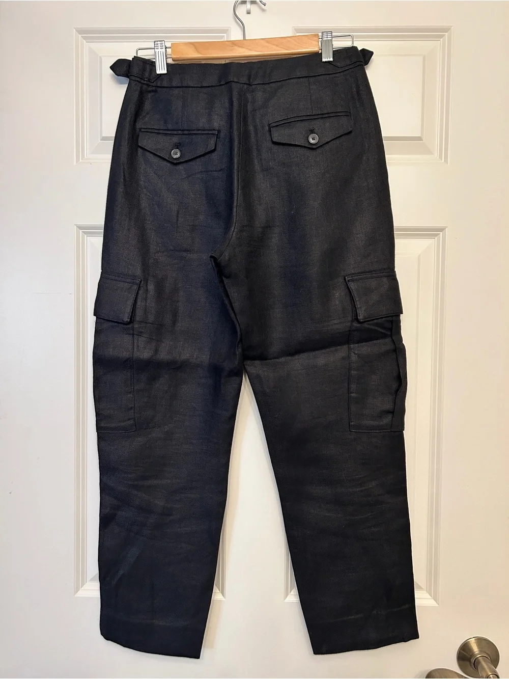 Banana Republic Black Linen-Blend Cargo Pants 0